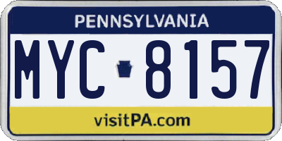 PA license plate MYC8157