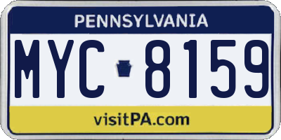 PA license plate MYC8159