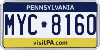 PA license plate MYC8160