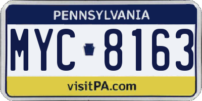 PA license plate MYC8163
