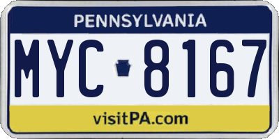 PA license plate MYC8167