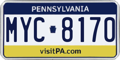 PA license plate MYC8170