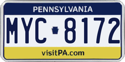 PA license plate MYC8172