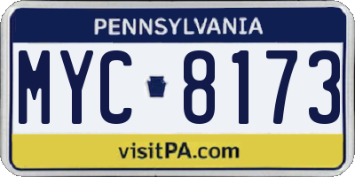 PA license plate MYC8173
