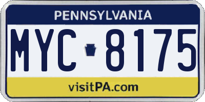 PA license plate MYC8175