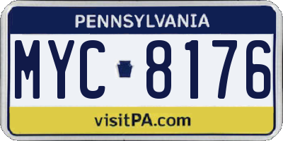PA license plate MYC8176