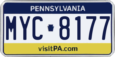 PA license plate MYC8177