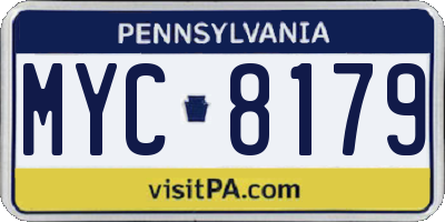 PA license plate MYC8179