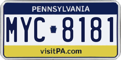 PA license plate MYC8181