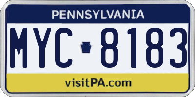 PA license plate MYC8183