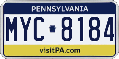 PA license plate MYC8184