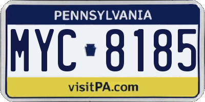 PA license plate MYC8185