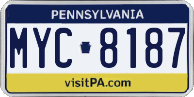 PA license plate MYC8187