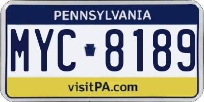 PA license plate MYC8189