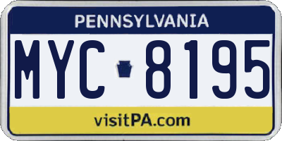 PA license plate MYC8195