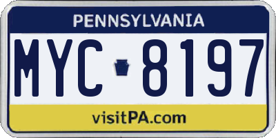 PA license plate MYC8197