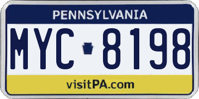 PA license plate MYC8198