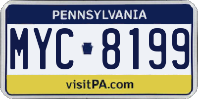 PA license plate MYC8199