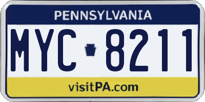 PA license plate MYC8211