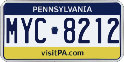 PA license plate MYC8212