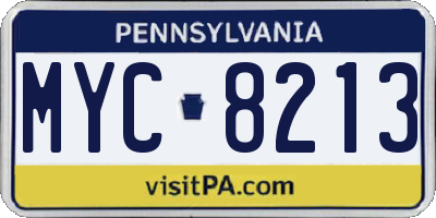 PA license plate MYC8213