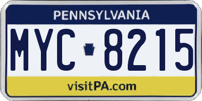 PA license plate MYC8215