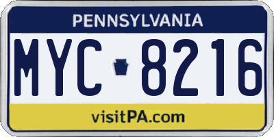 PA license plate MYC8216