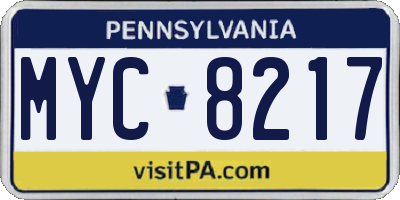 PA license plate MYC8217