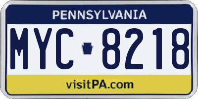 PA license plate MYC8218