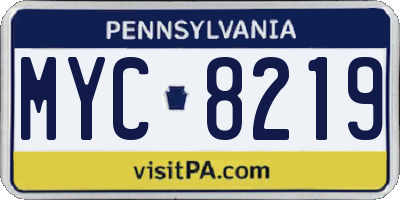 PA license plate MYC8219