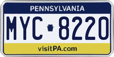 PA license plate MYC8220