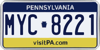PA license plate MYC8221