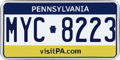 PA license plate MYC8223