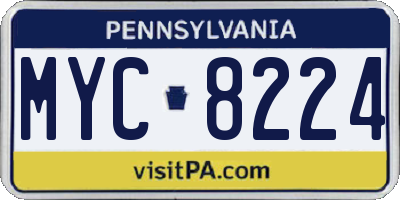 PA license plate MYC8224
