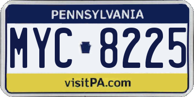 PA license plate MYC8225