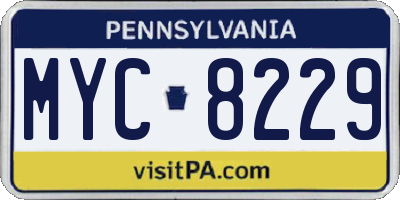 PA license plate MYC8229