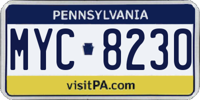 PA license plate MYC8230