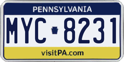 PA license plate MYC8231