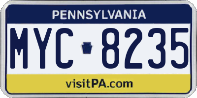 PA license plate MYC8235