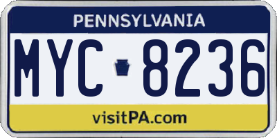 PA license plate MYC8236