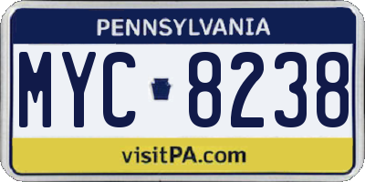 PA license plate MYC8238