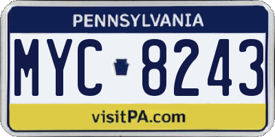 PA license plate MYC8243