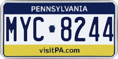 PA license plate MYC8244