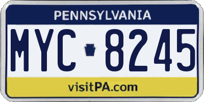 PA license plate MYC8245