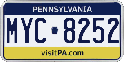 PA license plate MYC8252