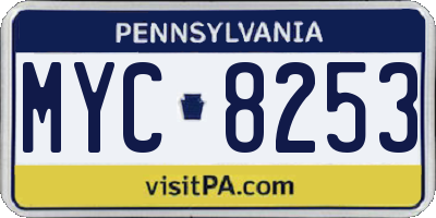 PA license plate MYC8253
