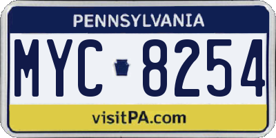 PA license plate MYC8254
