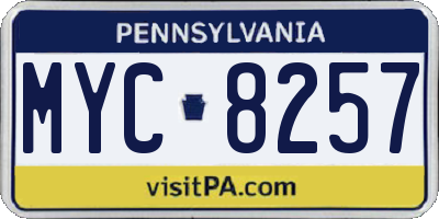 PA license plate MYC8257