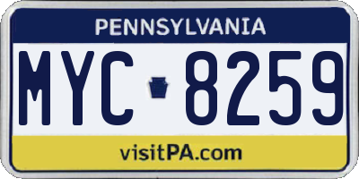 PA license plate MYC8259