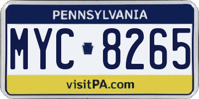 PA license plate MYC8265